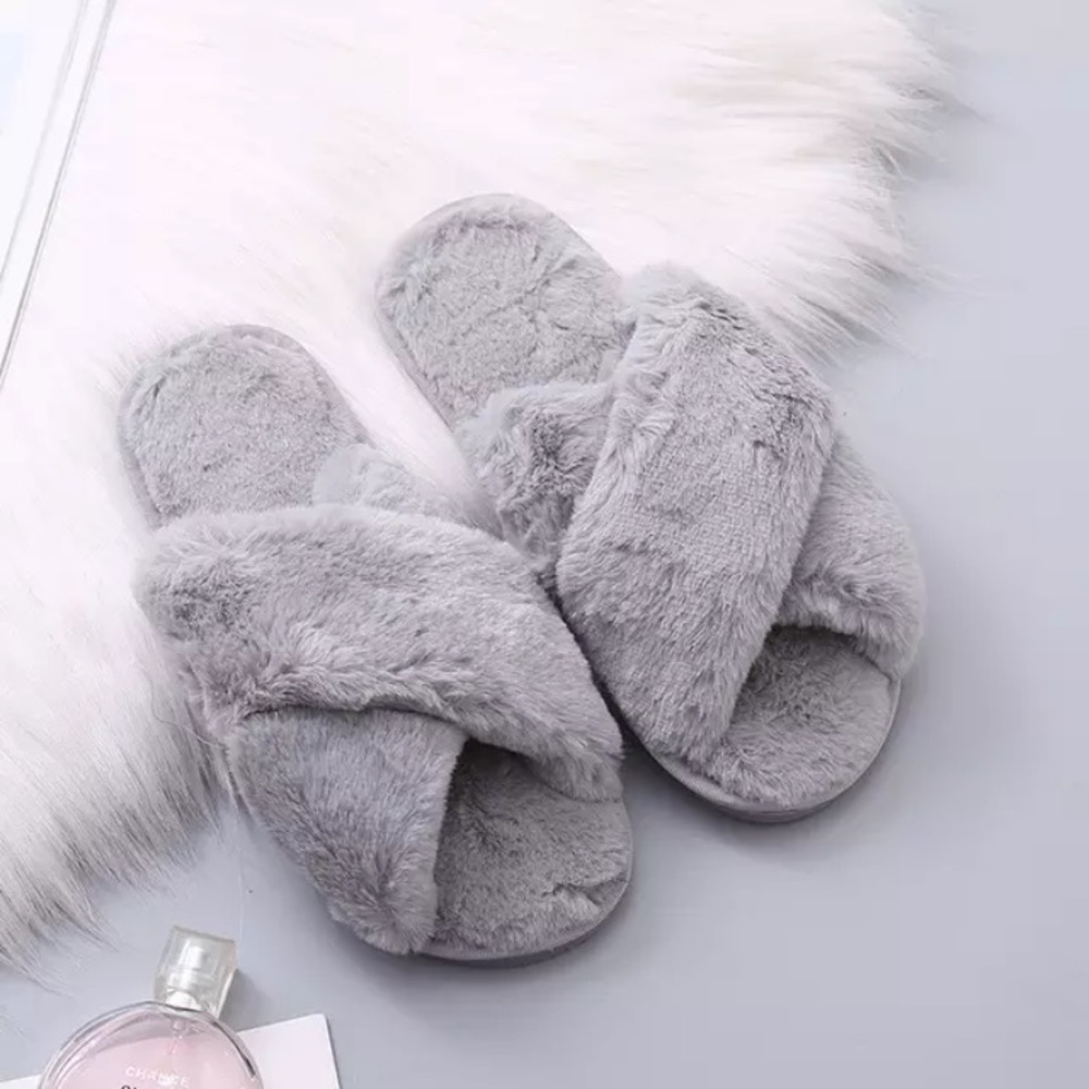 💕NEW X Band Fur Slip On Slippers 💕